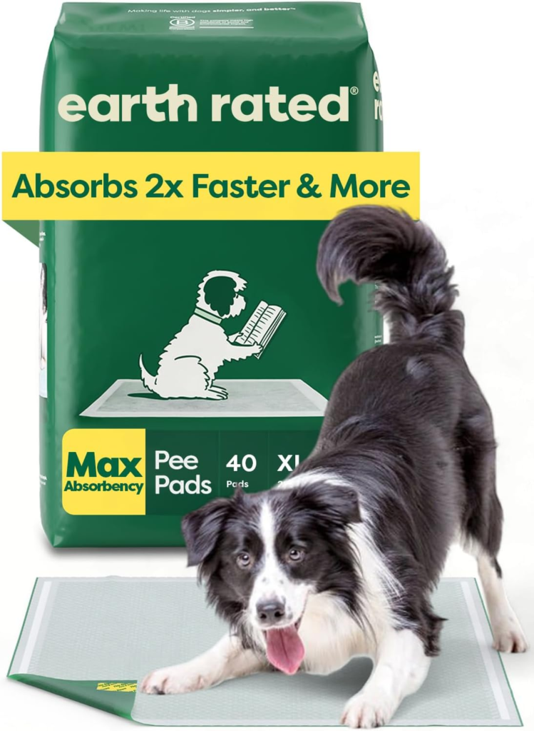 Earth Rated Max Absorbency Puppy Pee Pads – XL Leak-Proof Dog Training Pads 28x34 40 Count