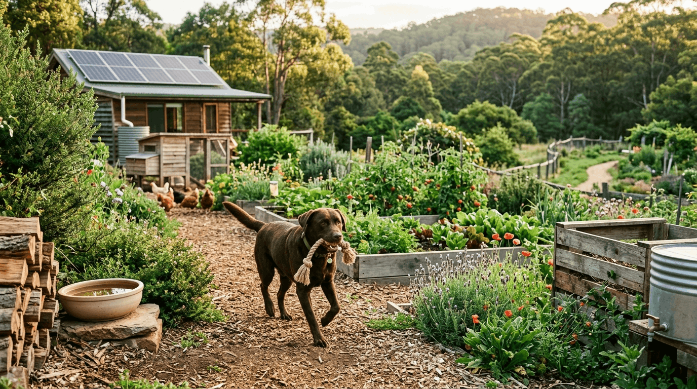 Labrador living eco-friendly sustainable lifestyle with owner