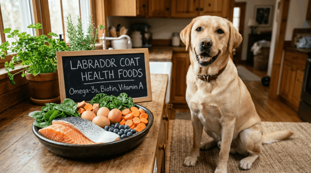 Foods promoting healthy coat and skin for labrador dogs