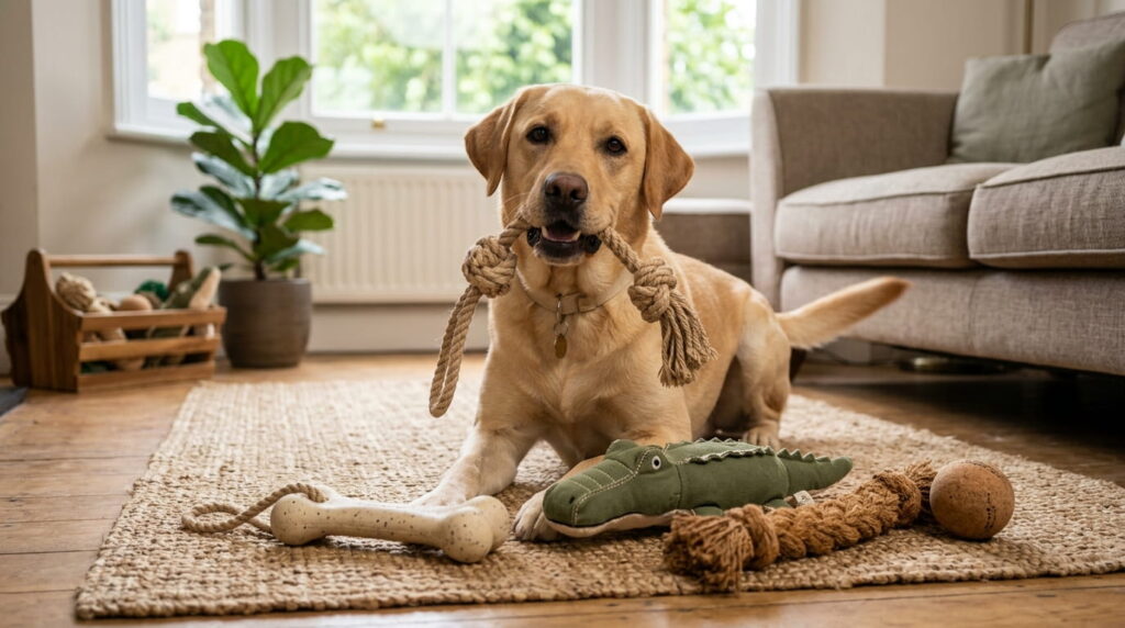 Eco friendly Labrador toys with sustainable natural materials and green products