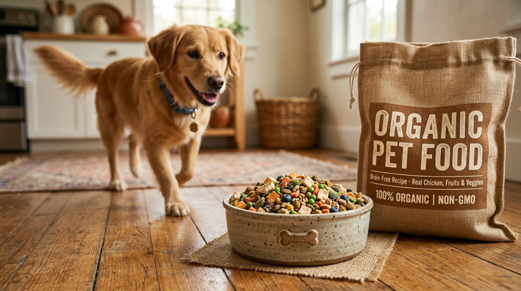 Organic pet food with natural ingredients and healthy nutrition
